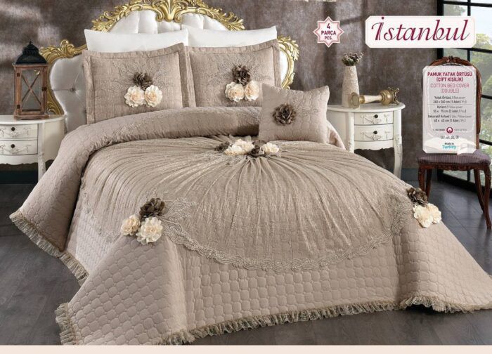 Istanbul Cotton Bedspread Set with Decorative Cushions