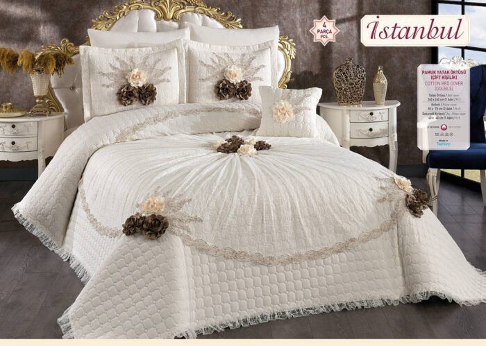 Istanbul Cotton Bedspread Set with Decorative Cushions
