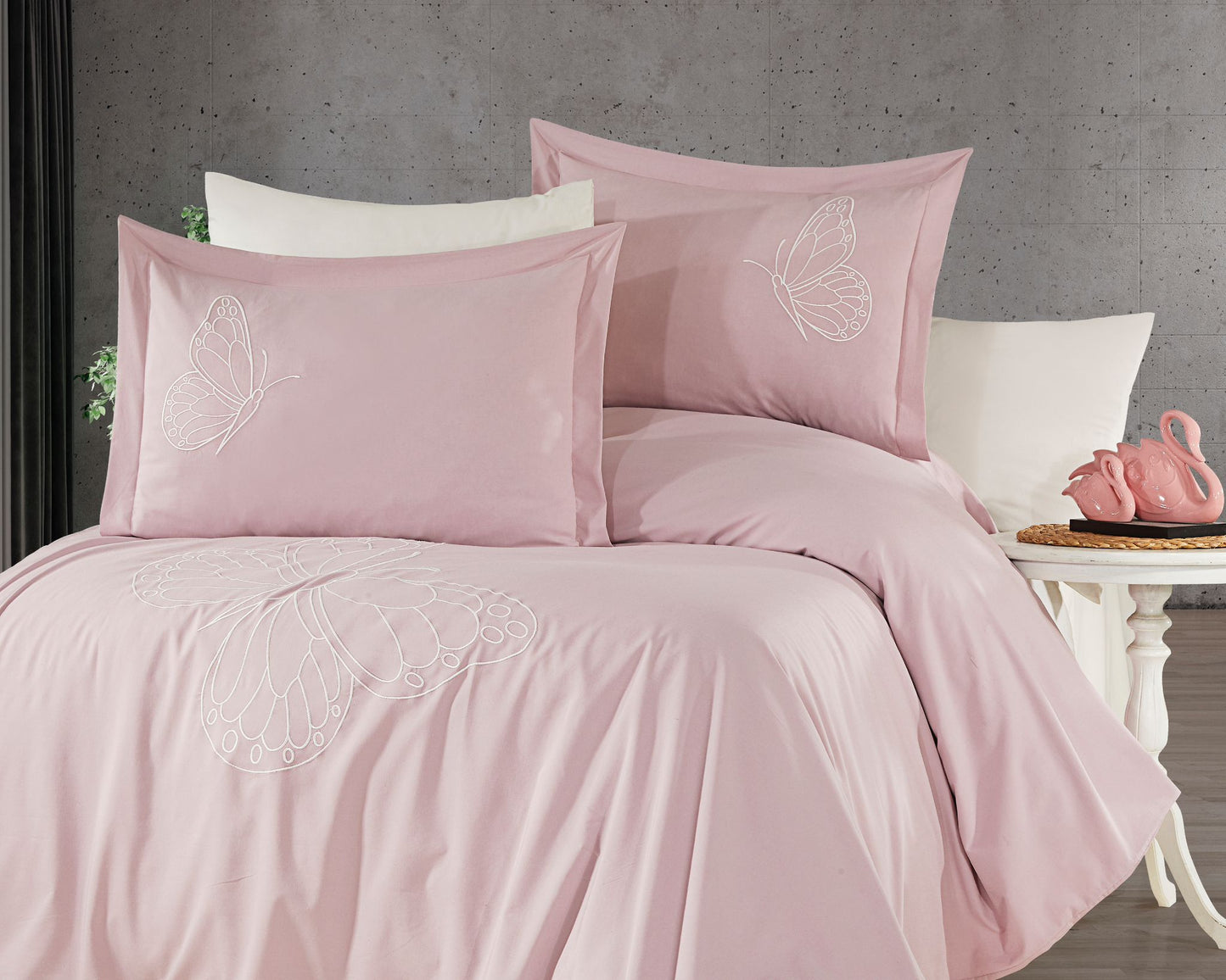 Butterfly Embroidered Duvet Cover Set – 7 Pieces