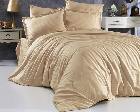 100% Cotton Striped Satin Duvet Cover Set