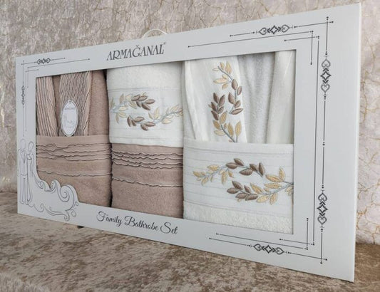 6-Piece Embroidered Family Bathrobe & Towel Set