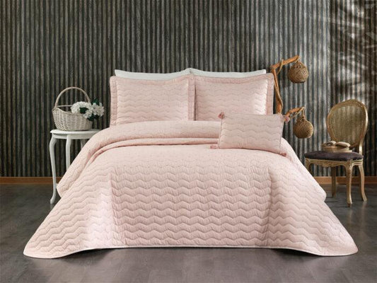 Double Ocean Quilted Zigzag Striped Bedspread