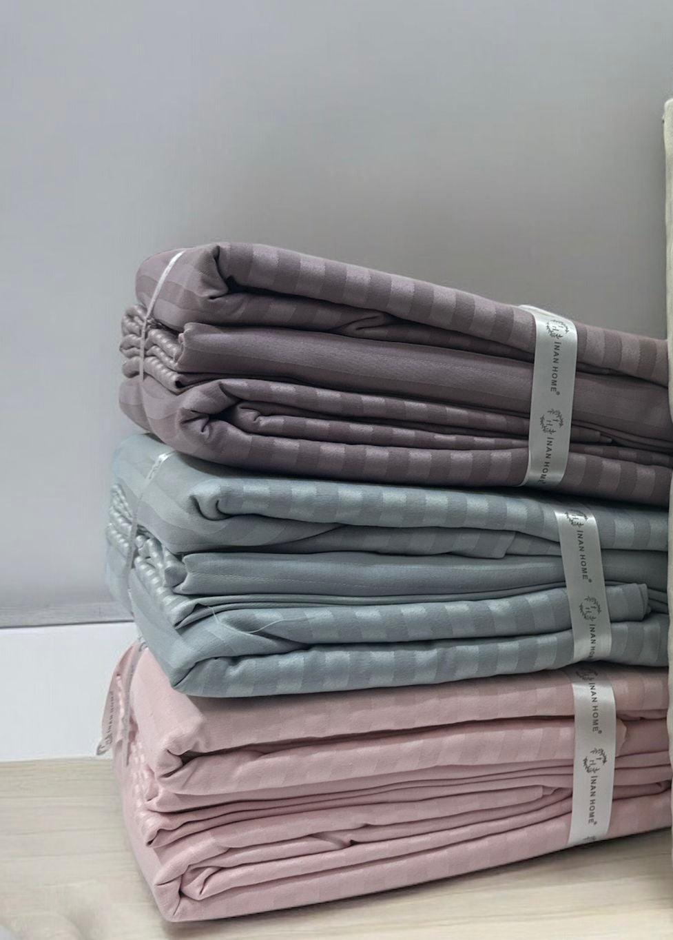 Striped Cotton Satin Duvet Cover Set